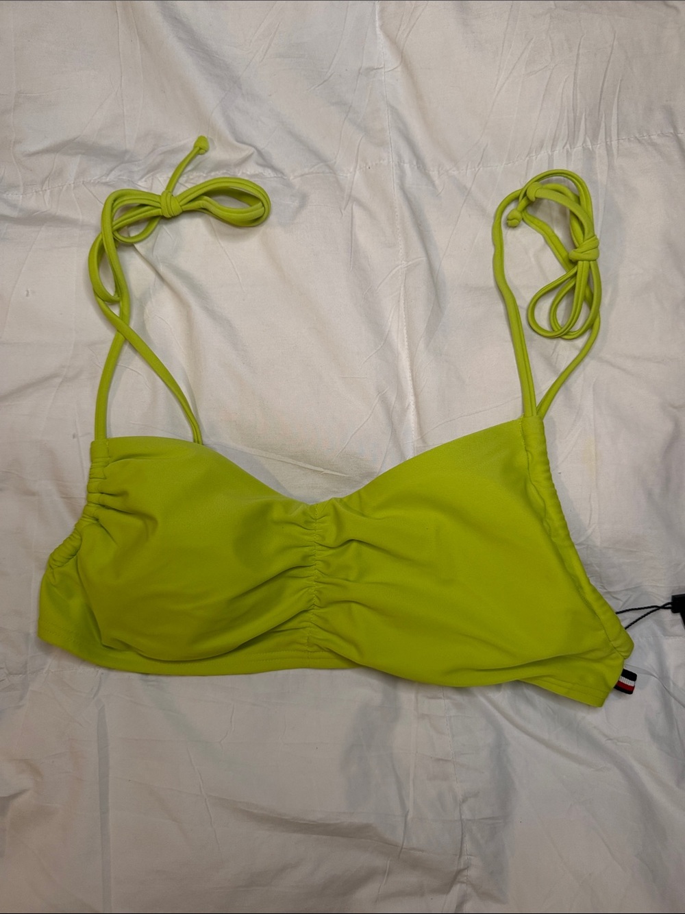 Tommy Hilfiger Neon Lime Ruched Bikini Top